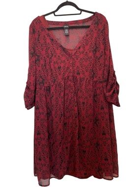 TORRID Disney Villains Burgundy and Black Georgette Tunic Dress 2X